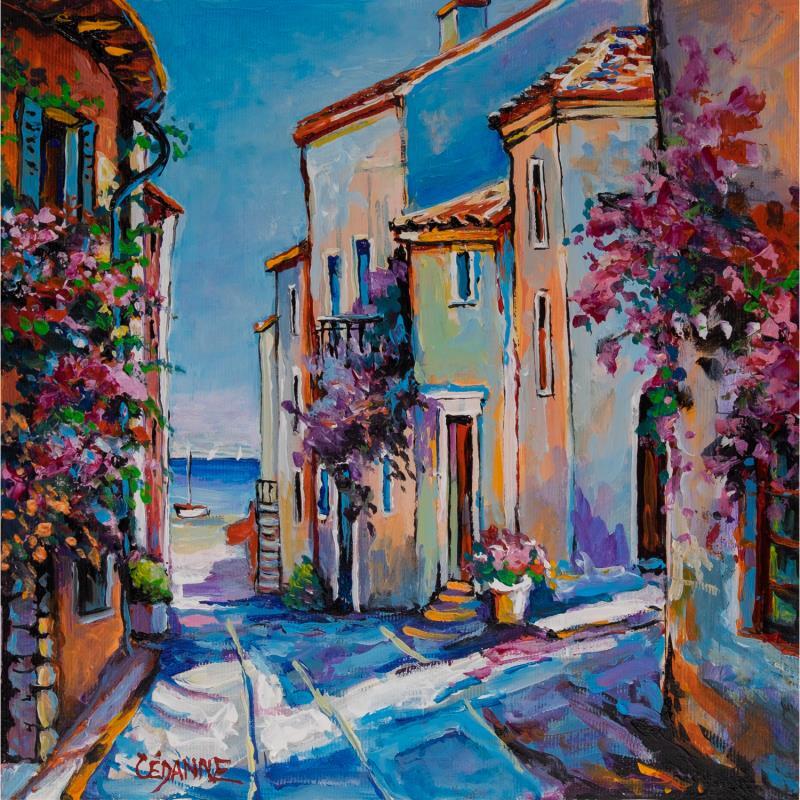 Painting Vieille ruelle qui mène à la mer by Cédanne | Painting Figurative Landscapes Oil