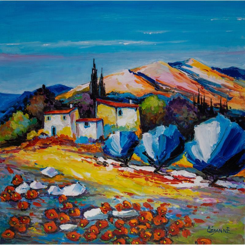 Painting Mas et oliviers dans les Alpilles by Cédanne | Painting Figurative Landscapes Oil