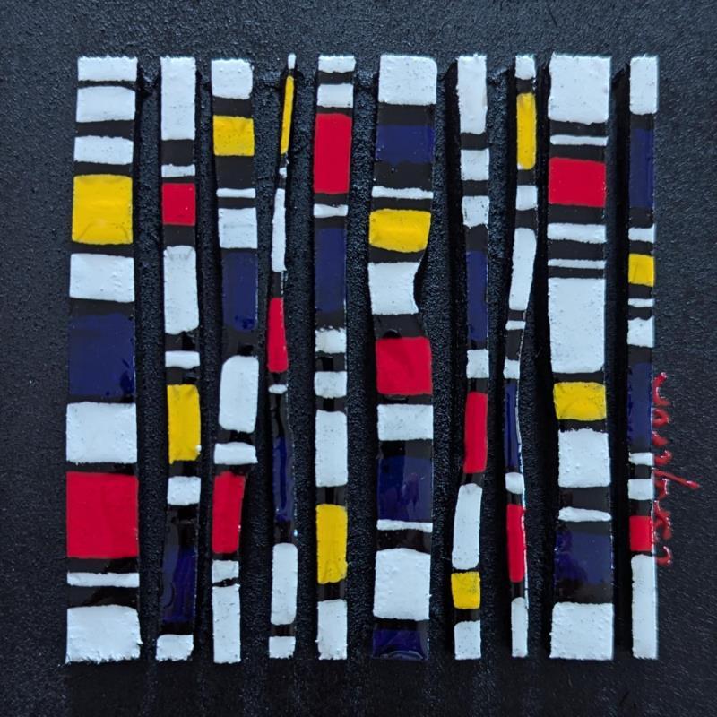Painting Bc10 hommage mondrian by Langeron Luc | Painting Subject matter Acrylic, Resin, Wood