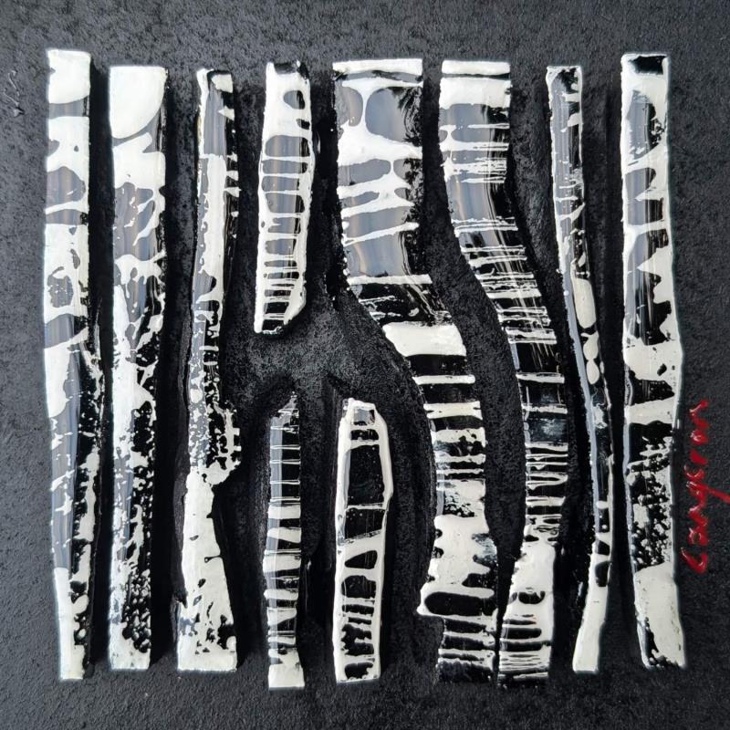 Painting Bc9 street noir blanc by Langeron Luc | Painting Subject matter Wood Acrylic Resin