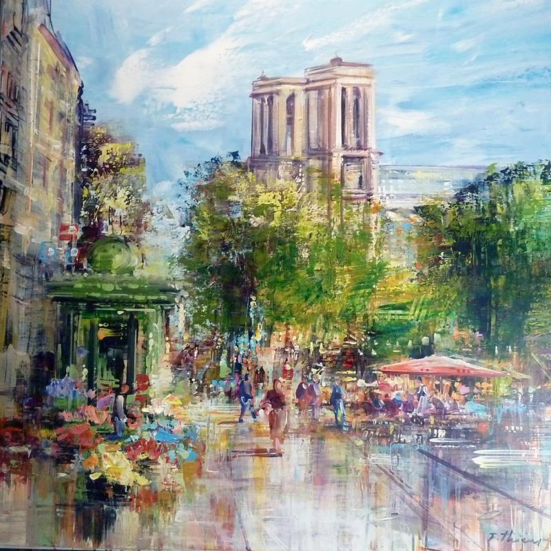 Gemälde Le printemps à Paris von Frédéric Thiery | Gemälde Figurativ Acryl Urban