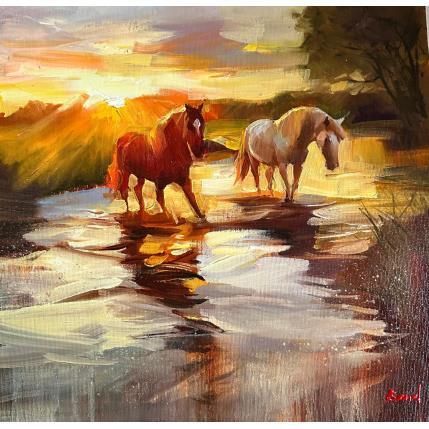 Painting Sunlit Souls by Bond Tetiana | Painting Figurative Oil Animals, Landscapes