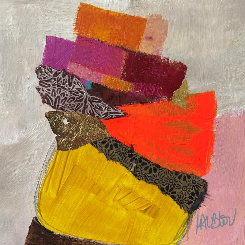 Peinture ST24-0902 par Lau Blou | Tableau Abstrait Acrylique, Collage, Feuille d'or, Papier Minimaliste