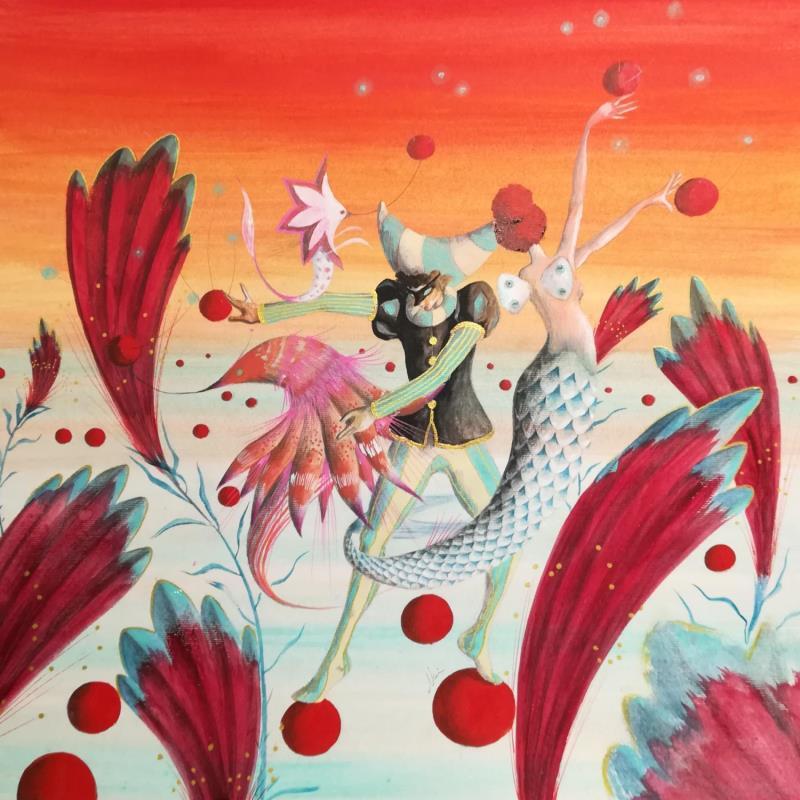 Painting Avvinghiamoci by Nai | Painting Surrealism Acrylic, Gluing Animals, Marine, Nature