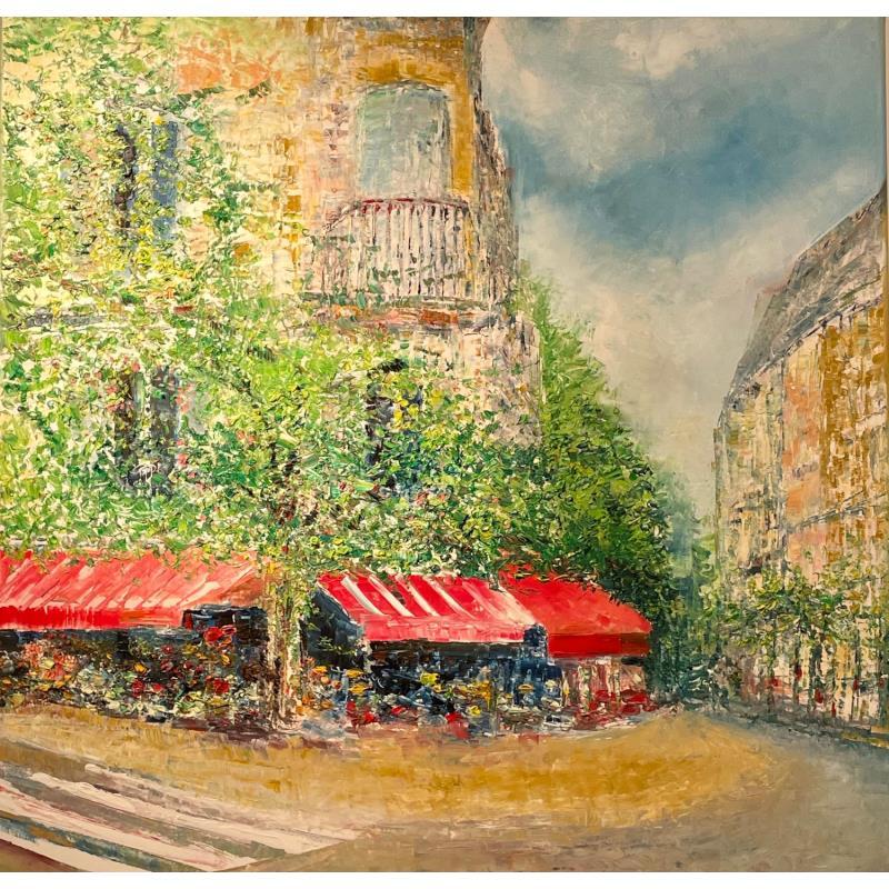 Painting pause café à st germain by Levesque Emmanuelle | Painting  Oil