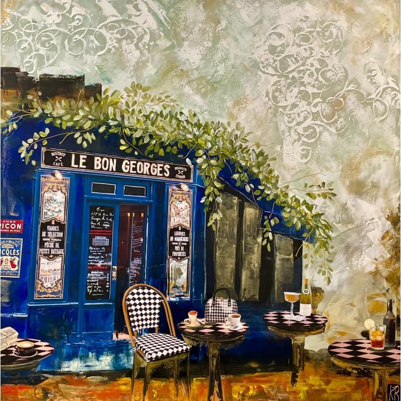 Painting Le Bon Georges by Romanelli Karine | Painting Figurative Life style Acrylic Gluing