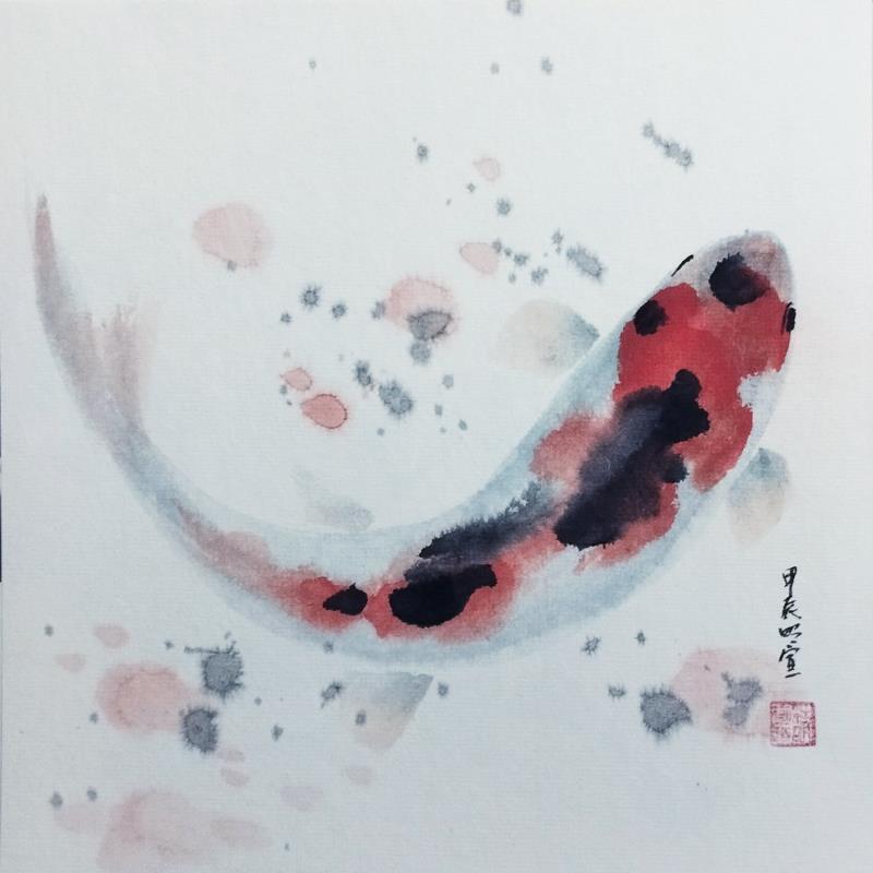 Peinture Carp Koi par Du Mingxuan | Tableau Figuratif Nature Animaux Aquarelle Encre