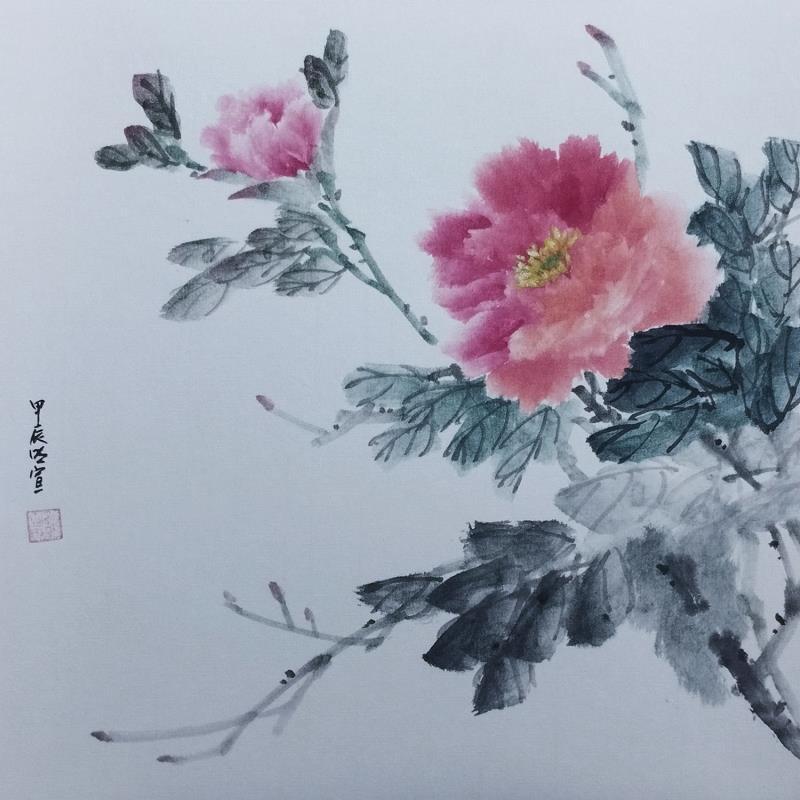 Gemälde Peony von Du Mingxuan | Gemälde Figurativ Aquarell, Tinte Natur