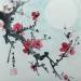 Painting Red blossom under moon by Du Mingxuan | Painting Figurative Landscapes Nature Watercolor Ink