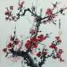 Gemälde Red blossom 4 von Du Mingxuan | Gemälde Figurativ Landschaften Natur Aquarell Tinte