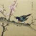 Painting Bird and flowers by Du Mingxuan | Painting Figurative Animals Watercolor Ink