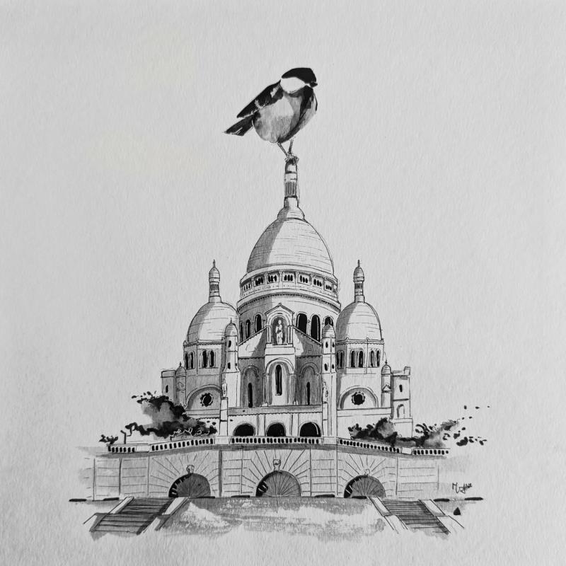 Painting Paris by Mü | Painting Figurative Urban Animals Architecture Ink