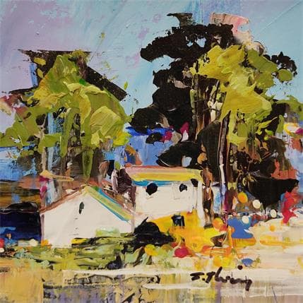 Painting Mas provençal by Frédéric Thiery | Painting Figurative Acrylic Landscapes