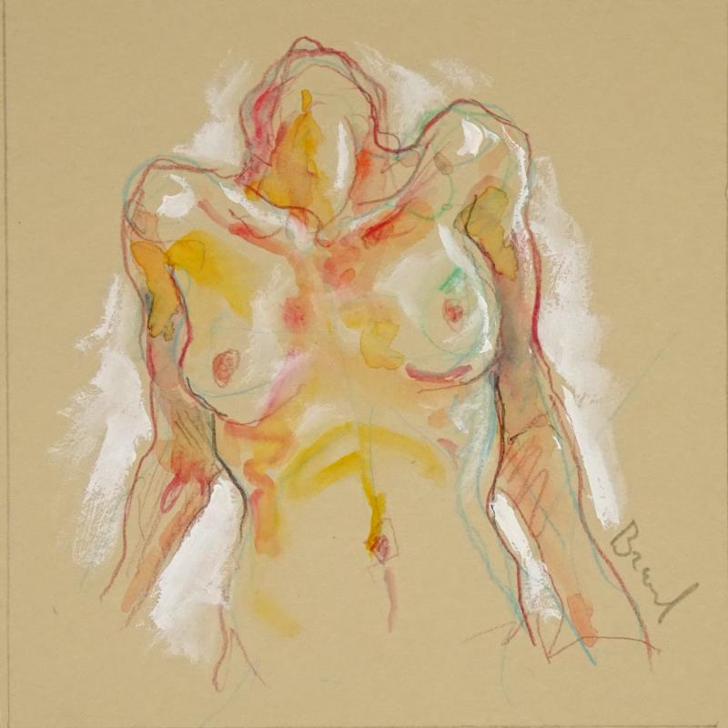 Painting Clavicules by Brunel Sébastien | Painting Figurative Nude Watercolor Gouache