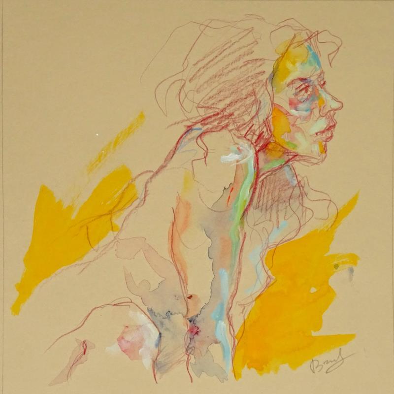 Painting Aurora profil acide by Brunel Sébastien | Painting Figurative Nude Watercolor Gouache