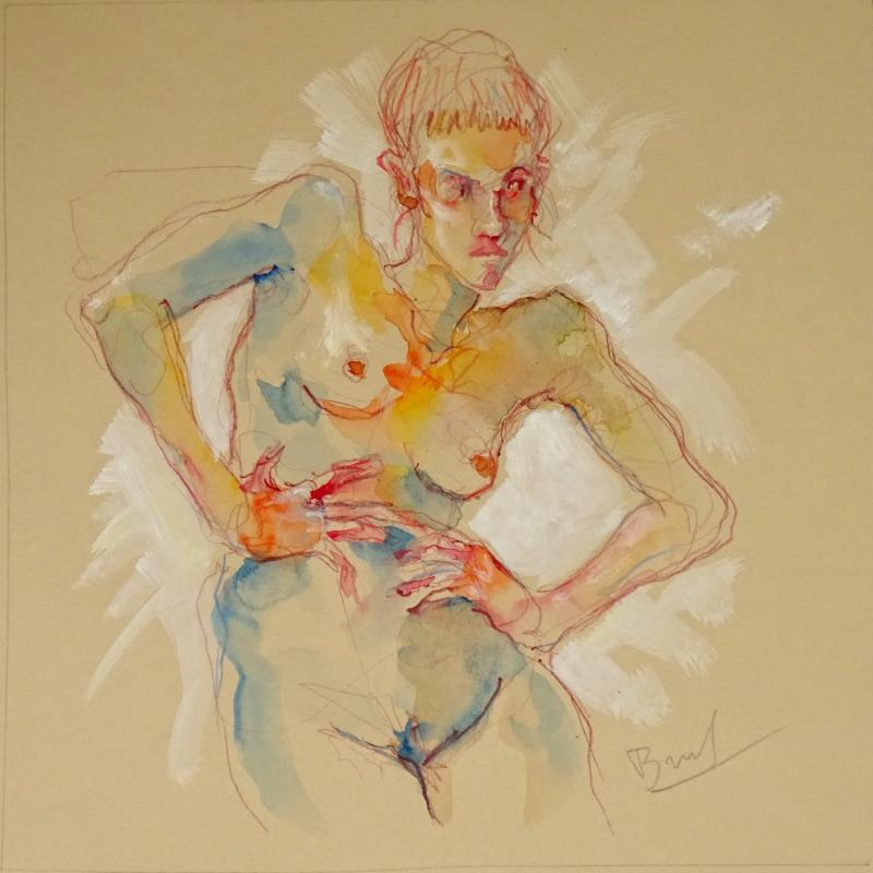 Painting Genna colère by Brunel Sébastien | Painting Figurative Nude Watercolor Gouache