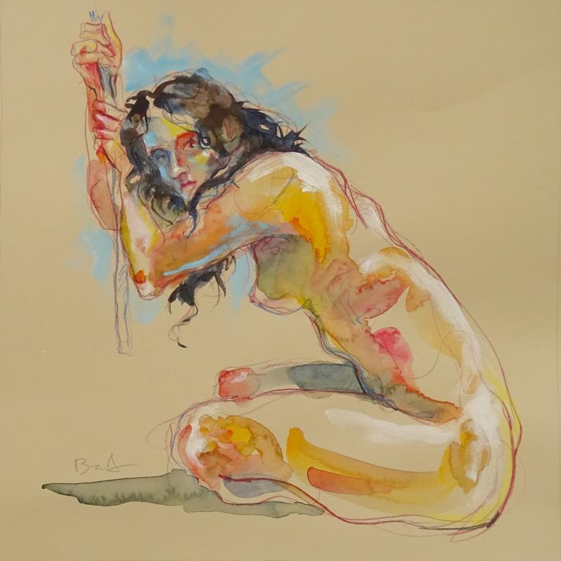 Painting Aurora mains sur la corde by Brunel Sébastien | Painting Figurative Nude Watercolor Gouache