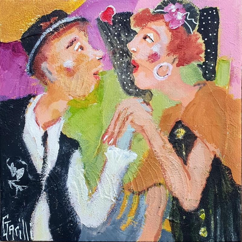 Peinture Love dance par Garilli Nicole | Tableau Figuratif Scènes de vie Acrylique Collage Poudre de marbre