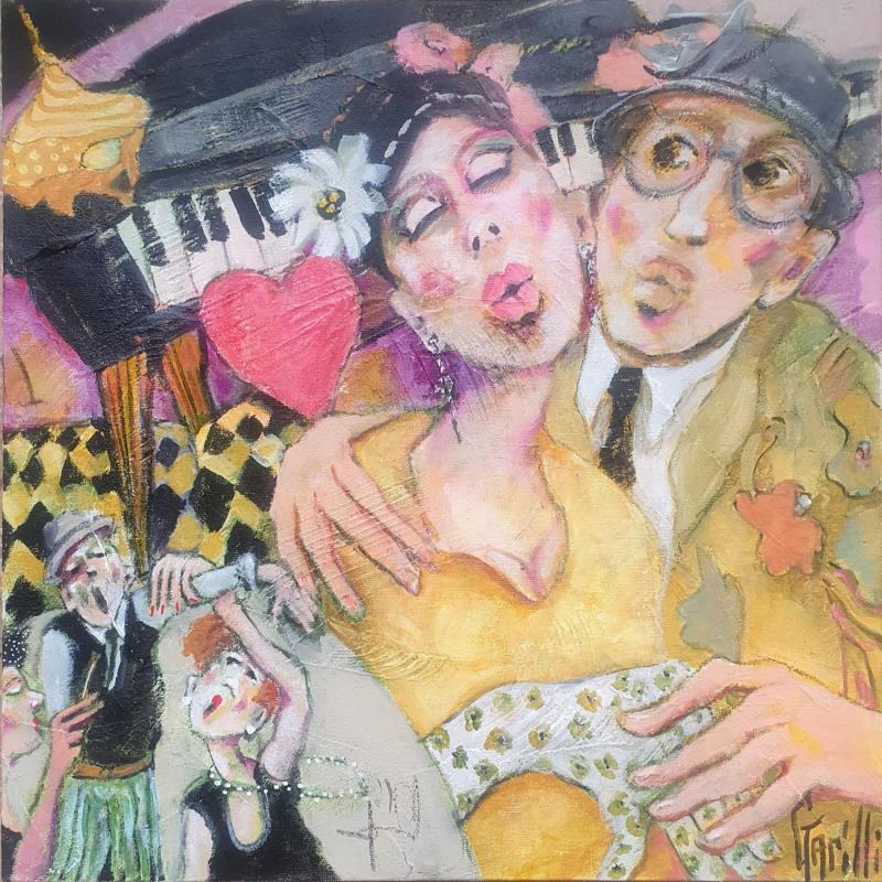 Peinture Romantic jazz par Garilli Nicole | Tableau Figuratif Acrylique, Poudre de marbre Scènes de vie