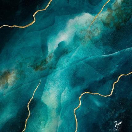 Painting Nébuleuse aqua by Baroni Victor | Painting Abstract Acrylic, Gold leaf Minimalist