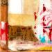 Peinture MANOU BLUES par Sablyne | Tableau Art Singulier Bois Acrylique Encre Pastel Feuille d'or Upcycling Papier Pigments