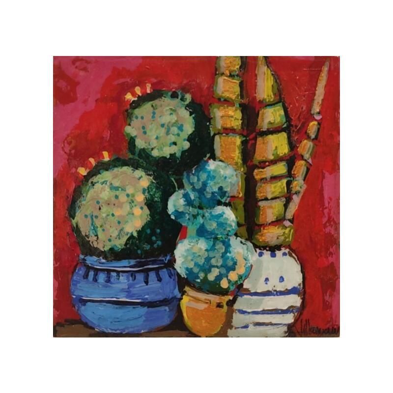 Painting Mi Jardin by Villanueva Puigdelliura Natalia | Painting Figurative Still-life Acrylic Resin
