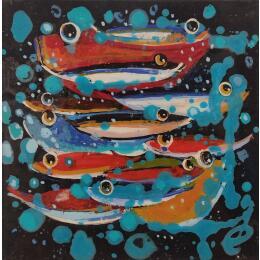 Painting Familia Novengando by Villanueva Puigdelliura Natalia | Painting Figurative Acrylic, Resin Animals, Marine