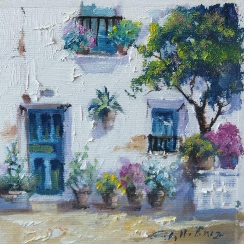 Painting Casa de puerta azul by Cabello Ruiz Jose | Painting Impressionism Life style Oil