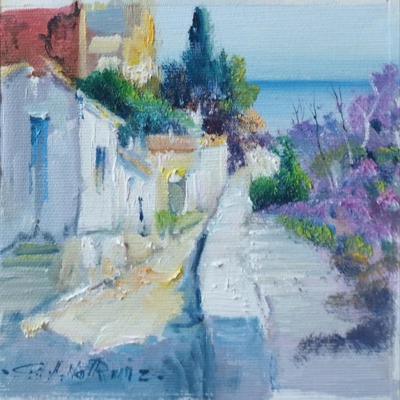 Peinture Calle de la playa par Cabello Ruiz Jose | Tableau Impressionnisme Huile Scènes de vie