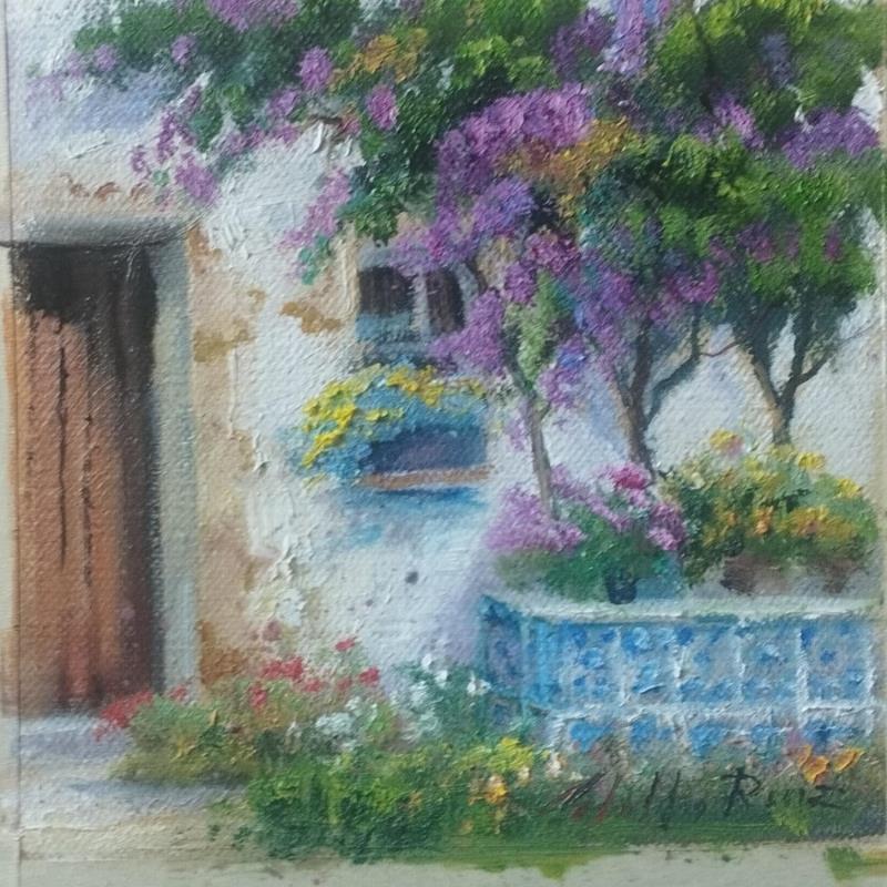 Peinture Puerta con arbol florido par Cabello Ruiz Jose | Tableau Impressionnisme Huile Scènes de vie