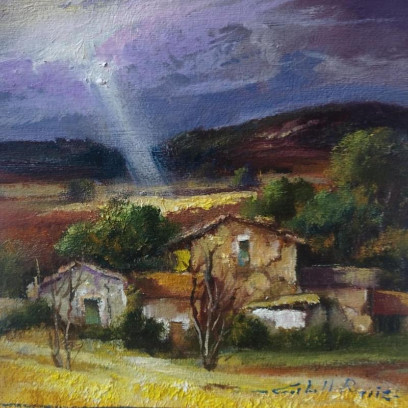 Peinture Aldea despues de la lluvia par Cabello Ruiz Jose | Tableau Impressionnisme Huile Scènes de vie