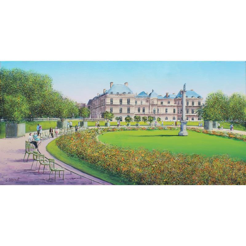 Peinture Promenade au jardin du Luxembourg par Dessapt Elika | Tableau Impressionnisme Paysages Urbain Scènes de vie Acrylique Sable