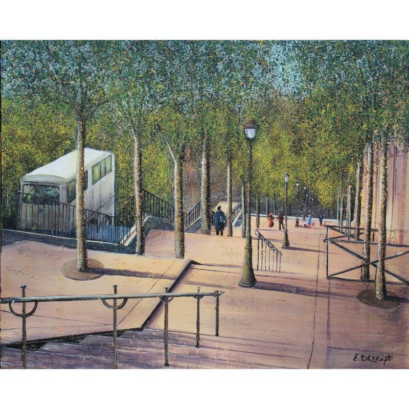 Peinture Les grands escaliers de Paris par Dessapt Elika | Tableau Impressionnisme Urbain Scènes de vie Acrylique Sable