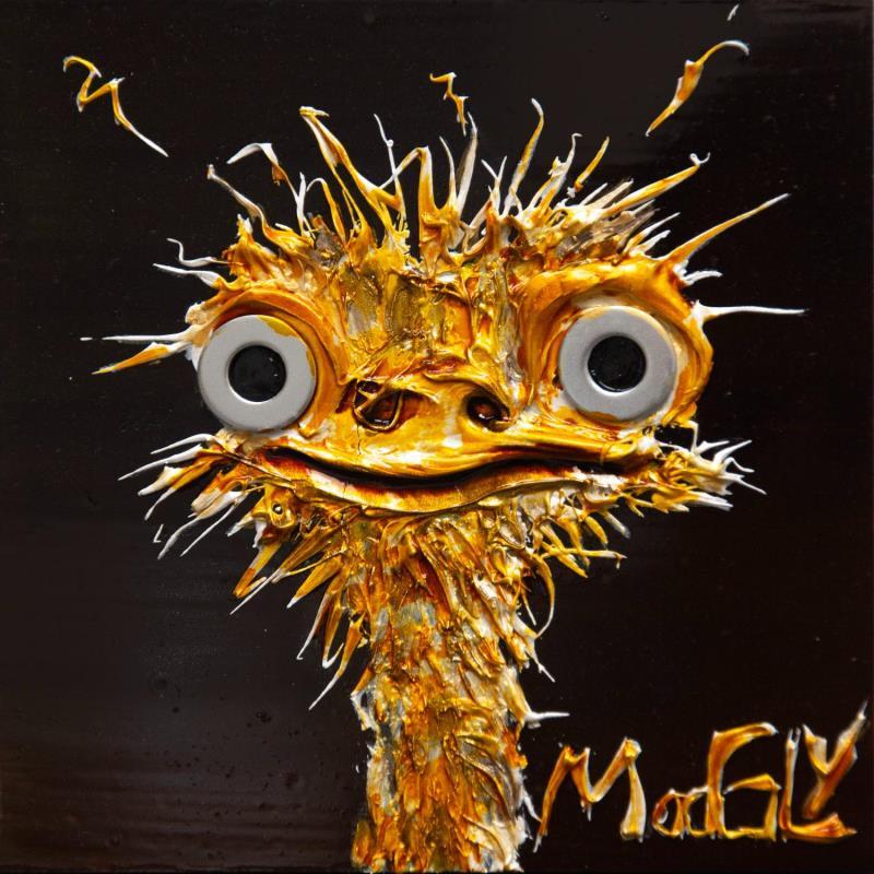 Painting PETIT DERNIUS by Moogly | Painting Raw art Animals Acrylic Resin Pigments