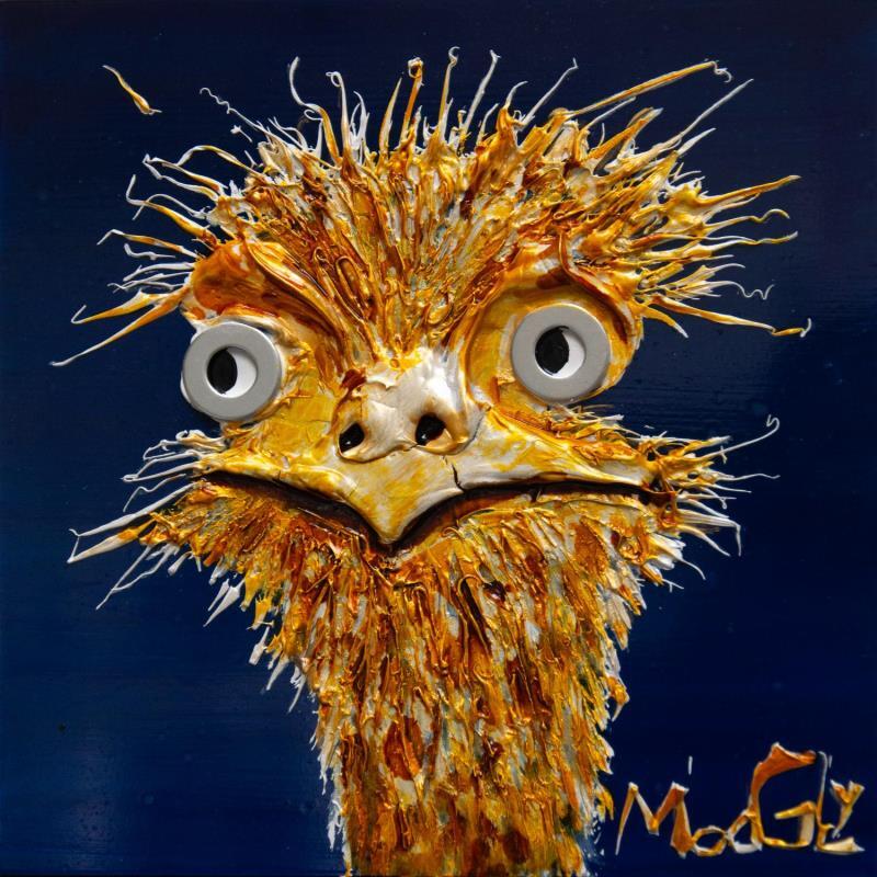 Painting REFLEXIUS by Moogly | Painting Raw art Animals Acrylic Resin Pigments