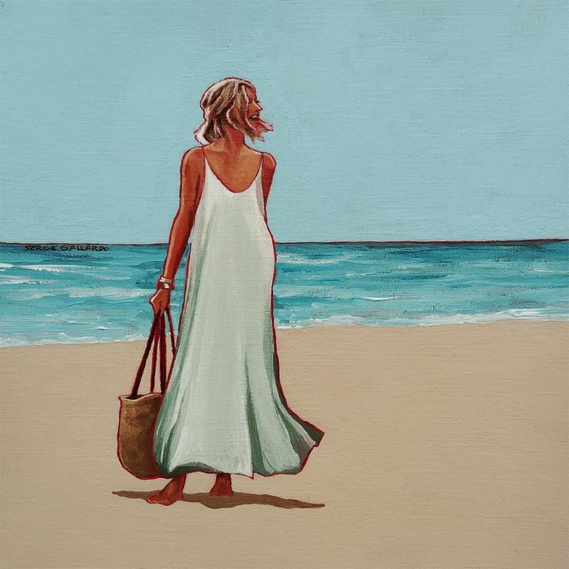 Painting Pénélope à la playa de Bolonia by Gallardo Serge | Painting Figurative Life style Acrylic