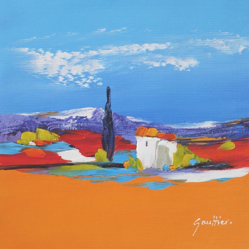 Painting Balade en Luberon by Gaultier Dominique | Painting Figurative Landscapes Oil