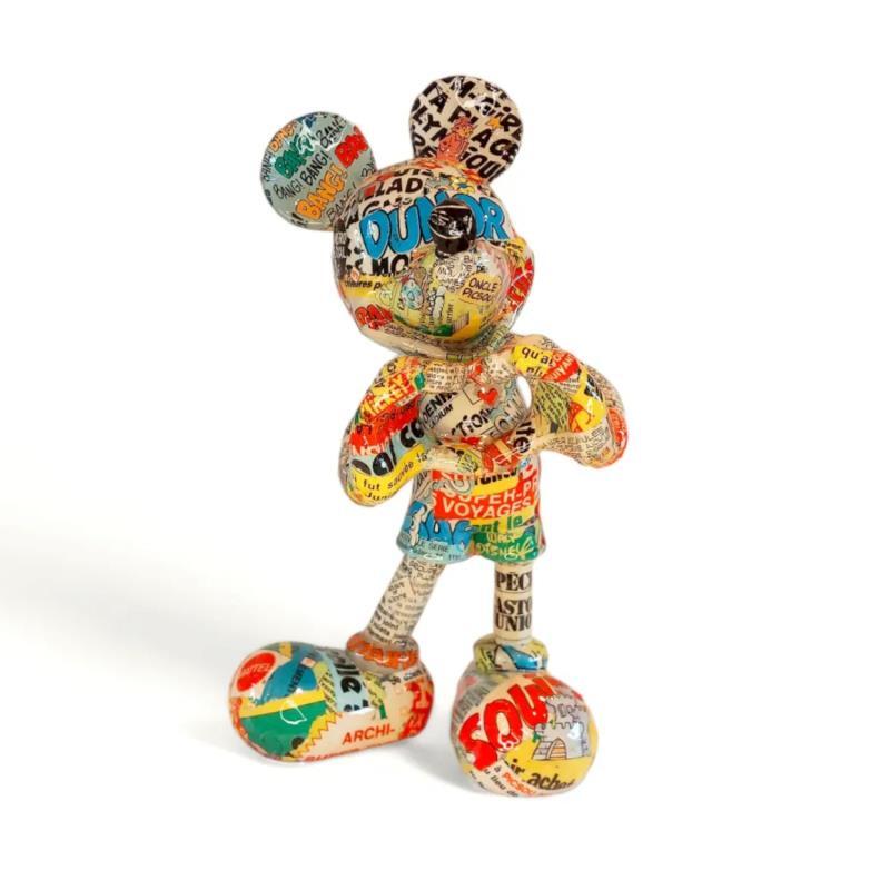 Sculpture Michey amore par Atelier RingArt | Sculpture Pop-art Collage, Papier, Posca, Résine, Upcycling Enfant, Icones Pop