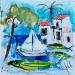 Painting Pin parasol by Colombo Cécile | Painting Naive art Landscapes Life style Watercolor Acrylic Gluing Ink Pastel