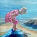 Peinture F1 la jeune fille à la robe rose  par Alice Roy | Tableau Figuratif Marine Enfant Huile