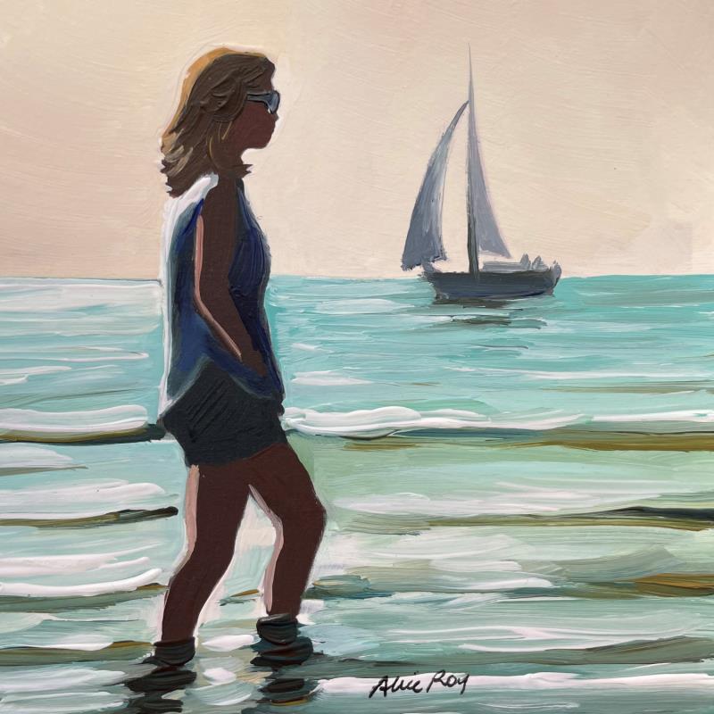 Painting F1 les pieds dans l’eau  by Alice Roy | Painting Figurative Marine Life style Acrylic
