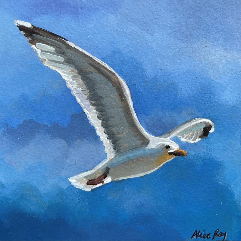 Painting F1 mouette by Alice Roy | Painting Figurative Marine Animals Acrylic