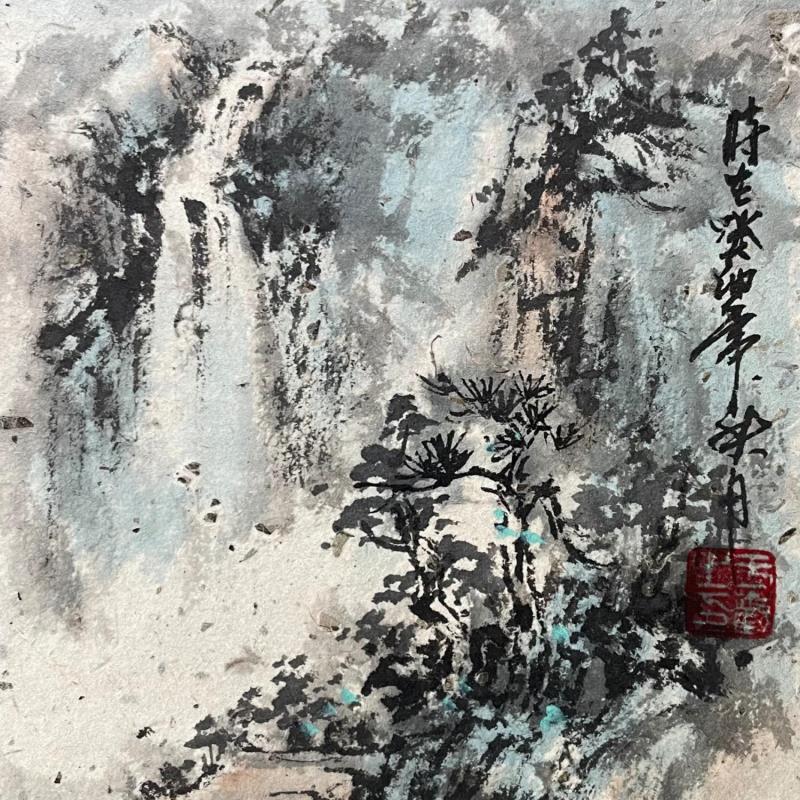 Painting Waterfall  by Yu Huan Huan | Painting Figurative Landscapes Ink