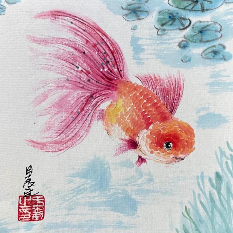 Gemälde Goldenfish  von Yu Huan Huan | Gemälde Figurativ Tinte Tiere