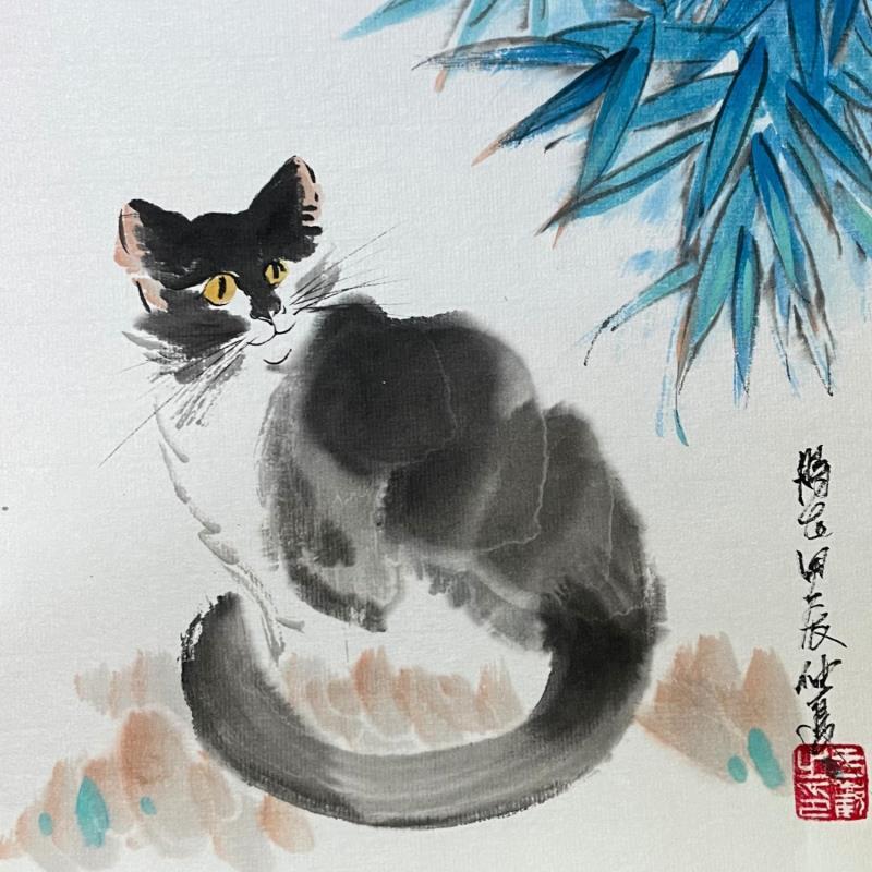 Painting Cat  by Yu Huan Huan | Painting Figurative Animals Ink