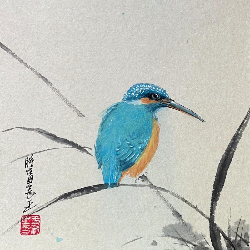 Peinture King fisher   par Yu Huan Huan | Tableau Figuratif Animaux Encre