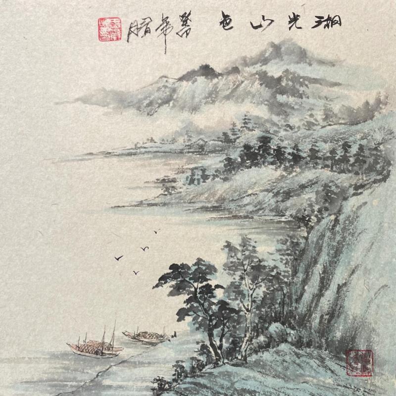 Gemälde Lake sight   von Yu Huan Huan | Gemälde Figurativ Landschaften Schwarz & Weiß Tinte