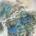 Painting Waterfall by Yu Huan Huan | Painting Figurative Landscapes Ink