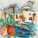 Painting Inspirations aquatiques by Colombo Cécile | Painting Naive art Landscapes Nature Life style Watercolor Acrylic Gluing Ink Pastel