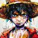 Painting Luffy, One piece by Cornée Patrick | Painting Pop-art Portrait Cinema Pop icons Graffiti Oil